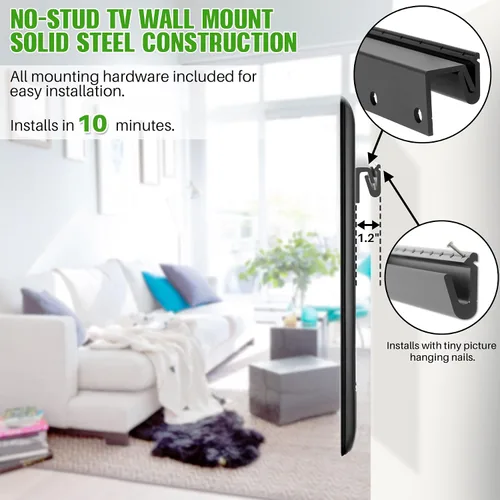 Vista 3 de Soporte de pared para TV sin tachuelas sin taladros para televisores