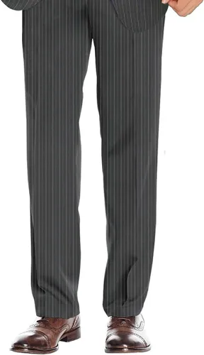 Vista 5 de Chaqueta de traje de 2 piezas con dos botones para hombre, pantalones delanteros planos a rayas