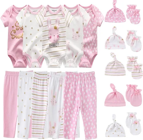 Vista 14 de Kiddiezoom Conjunto unisex de ropa esencial para bebé, juego de regalo, 19 piezas para bebé recién nacido azul (Blue1)