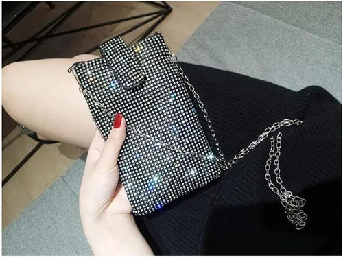 Vista 3 de Happyera Bling Rhinestone Evening Handbag Cell Phone Purse Wallet Clutch Crossbody Bag