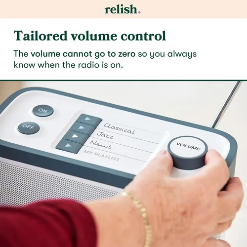 Vista 6 de Relish - Radio FM portátil simple y reproductor de música MP3 para personas mayores, ancianos o con discapacidad visual - Botones grandes, diseño