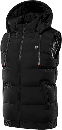 Vista 5 de DASAYO Chaqueta térmica unisex para mujeres y hombres, con capucha extraíble, sin mangas, con calefacción, chaleco de caza, chaqueta eléctrica USB