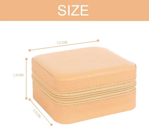 Vista 2 de KElofoN Organizador de joyas de viaje, joyero de viaje, caja organizadora de joyas pequeña para niñas y mujeres (1, caqui)