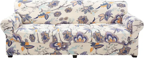 Vista 41 de hyha Funda para sofá, fundas para sofá biplaza, diseño floral, elásticas, estampadas, 3 piezas, fundas para sofá de 2 cojines separados, protector