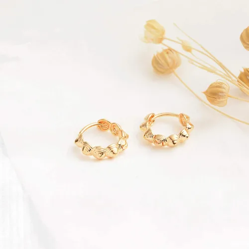 Vista 3 de VACRONA - Aretes tipo arracada de aro para mujer, chapados en oro de 14 quilates, diseño de Huggie