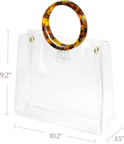 Vista 4 de Bolso claro de la manija redonda del bolso de las mujeres del bolso de la manija superior de la tortuga del totalizador del PVC