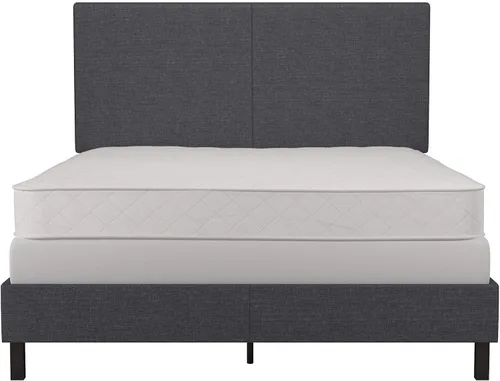 Vista 6 de DHP Janford - Cama tapizada con diseño elegante, Tela, Gris (Grey Linen)