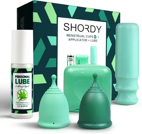 Vista 7 de Juego de lubricante y aplicador de copa menstrual - Herramienta de inserción fácil (verde) Funciona con la mayoría de las tazas, aplicador