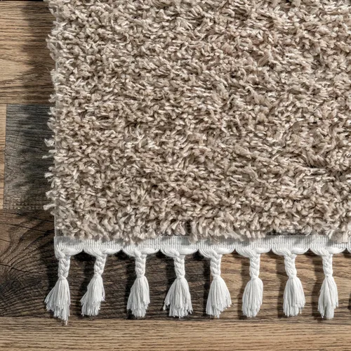 Vista 9 de NULOOM Neva Alfombra de Área Shag Moderna con Borlas, 8' Cuadrada, Beige Neva Beige