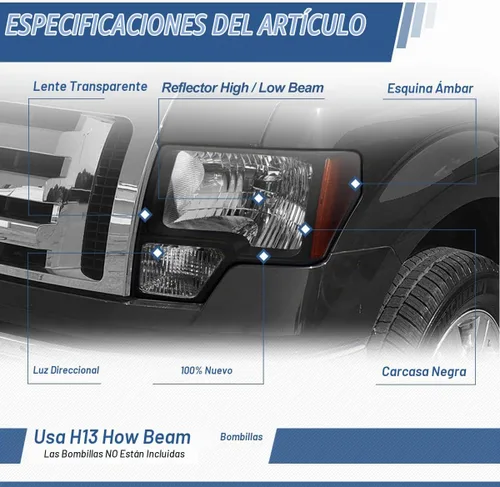Vista 2 de Auto Dynasty Conjunto de faros delanteros compatible con Ford F150 2009, 2010, 2011, 2012, 2013, 2014, 12ª generación, repuesto de faros con luces