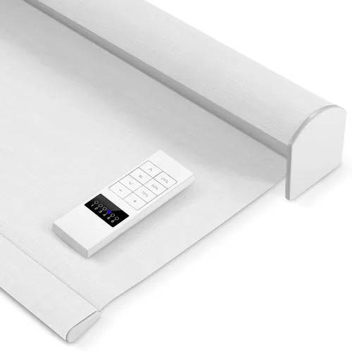 Vista 13 de ZSHINE Persianas enrollables motorizadas opacas para ventana, ancho personalizado, motor recargable, popular tela de sol para ventanas, hogar, Blanco