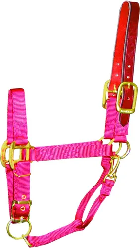 Vista 4 de Hamilton Cabestro ajustable de nailon de 1 pulgada con cabeza de cuero y broche de garganta, grande, negro