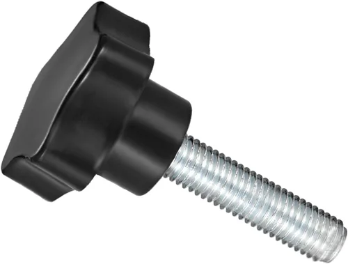 Vista 27 de Perillas de sujeción de estrella, rosca macho M5 x 0.984 in, cabeza de 0.945 in, mango de tornillo de pulgar de plástico, perno roscado, color negro