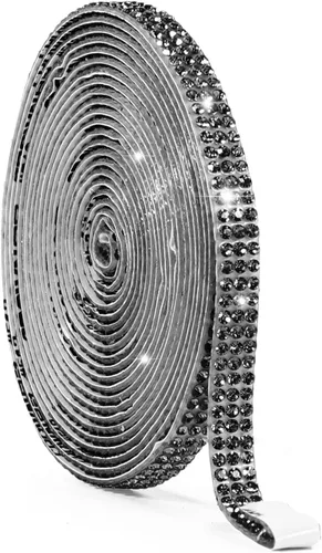 Vista 12 de Cinta de cristal autoadhesiva, calcomanías de diamantes de imitación para envoltura de regalos, manualidades, proyectos de decoración, bodas Negro
