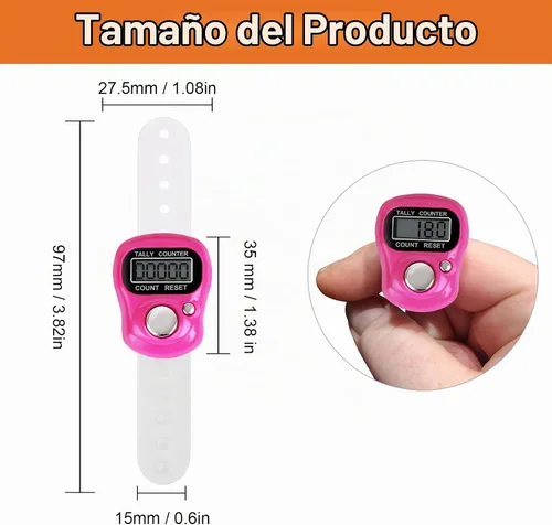 Vista 4 de Amble Contador de clicker con diamantes de imitación, contador de contador de 5 dígitos, clickers para vuelta, lanzamiento, golf, tejido, conteo