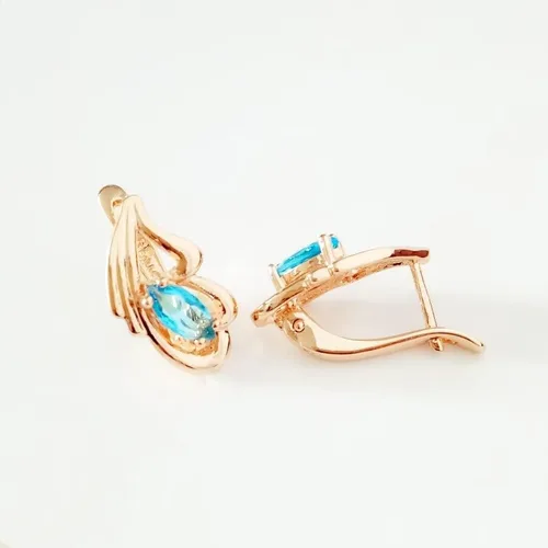 Vista 5 de PNJSilver 2024 New Gift Fashion Women Earrings 2024 Office Style Rose Gold 585 Color Jewelry Blue Stone Earrings Designs For Women Fashion