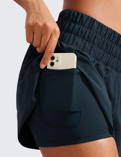 Vista 5 de CRZ YOGA Pantalones cortos de correr de cintura alta para mujer de 3 pulgadas, transpirables, para atletismo, tenis, gimnasio, entrenamiento