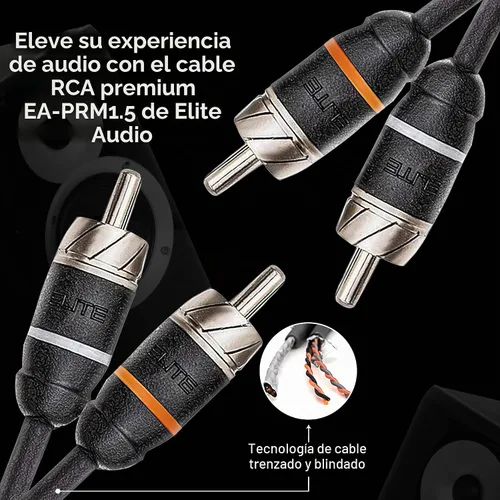 Vista 6 de Elite Audio Serie Premium 1.5 pies. Cable RCA de audio para auto de 2 canales – Blindado doble, cobre libre de oxígeno, cable de audio reductor
