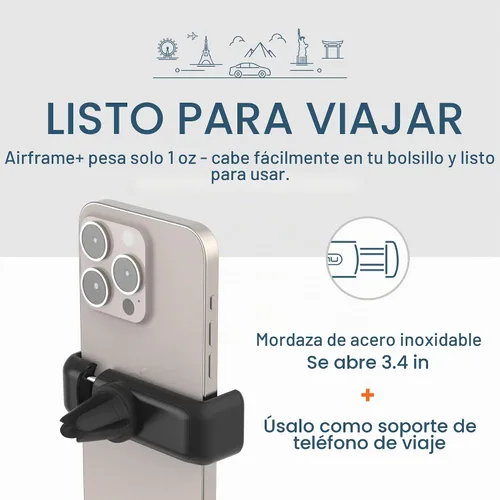 Vista 3 de Kenu Airframe+, soporte de teléfonos/tabletas para autos., Airframe+, 6", Negro