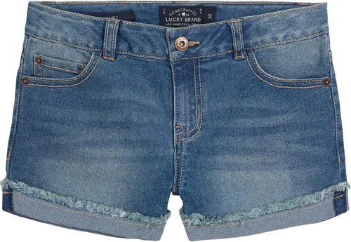 Vista 12 de Lucky Brand - Pantalones cortos de mezclilla con puños para niñas, de denim elástico con 5 bolsillos, de cintura media a alta Jenna Blanco Brillante