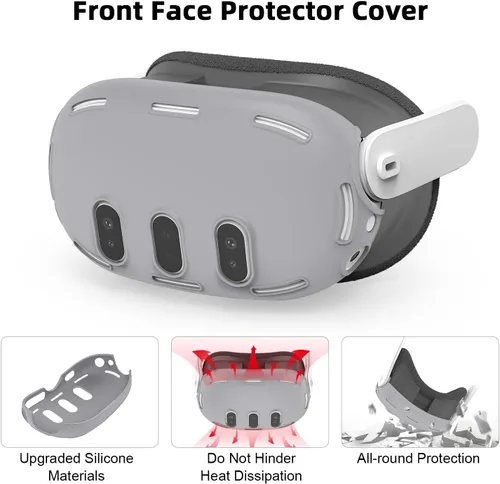 Vista 3 de AIXOTO VR Silicone ECO Accessories for Meta Quest 3, Protective Case Set for Oculus Quest 3, Face Cover, Controller Grip, Shell Cover, Lens Cover