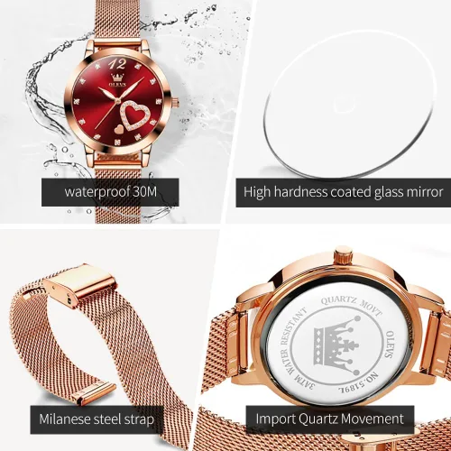 Vista 5 de OLEVS Reloj de mujer de malla para mujer con fecha, analógico de cuarzo, reloj de pulsera para mujer, vestido clásico, resistente al agua