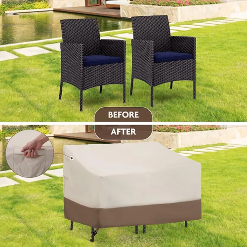 Vista 2 de HERA'S PALACE Funda impermeable para banco de exteriores, funda de sofá resistente 600D, resistente al viento y anti-UV, fundas para muebles