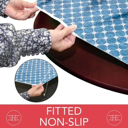Vista 4 de Covers For The Home - Funda de mesa ajustable de vinilo con interior de franela y borde elástico, de lujo, con diseño de diamante de moda (azul)