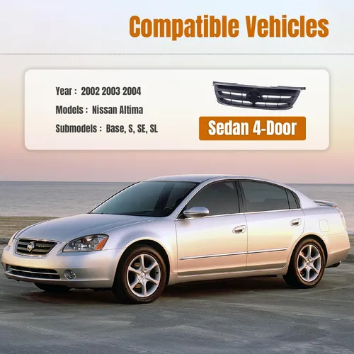 Vista 2 de CarPartsDepot Parrilla Rejilla Compatible con Nissan Altima (2002-2004 Altima de 4 Puertas)