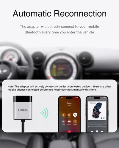 Vista 6 de Adaptador Bluetooth para coche compatible con BMW Mini One - Interfaz USB, receptor Bluetooth para iPod Music Sourse compatible con iOS/Android