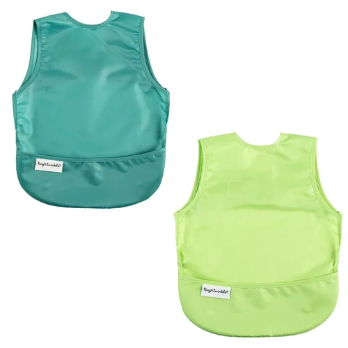 Vista 13 de Tiny Twinkle Baberos para bebé a prueba de desorden Paquete de 2 baberos impermeables para comer Delantal de bebé para alimentación, lavable a