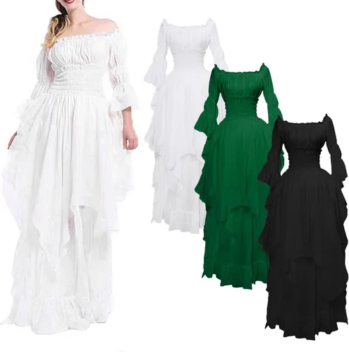 Vista 5 de Ropa gótica para mujer, vestido gótico para mujer, vestidos vintage, vestido de máscaras, vestido largo hasta el suelo, renacentista