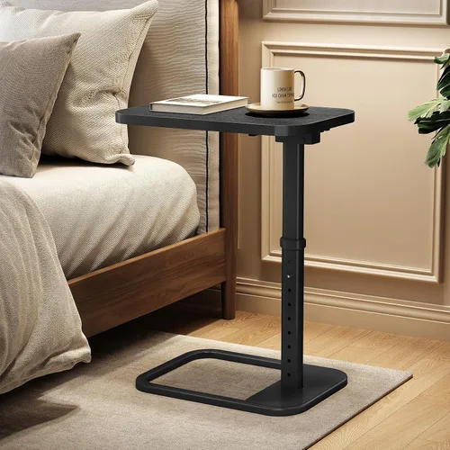 Vista 2 de Kitstorack - Bandeja/mesa de TV, altura ajustable y esquinas metálicas redondeadas, mesa para aperitivos para sofá, cama, silla, sala de estar, mesa