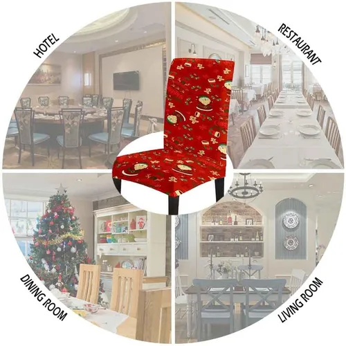 Vista 6 de XMNTG Juego de 2 fundas elásticas para sillas de comedor de Navidad, fundas elásticas para sillas Parsons, estampado de gnomos de Navidad