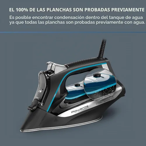Vista 4 de Rowenta, Plancha de vapor de acero inoxidable Smart Temp para ropa, 380 agujeros de microvapor, planchado de 1725 vatios, apagado automático