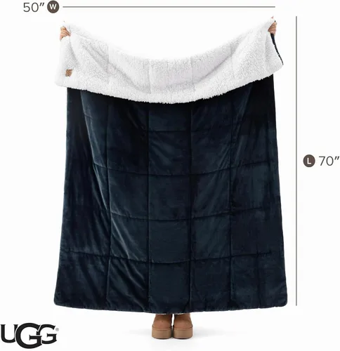 Vista 3 de UGG Nita - Manta reversible de vellón de felpa, 50 x 70 pulgadas, color Azul
