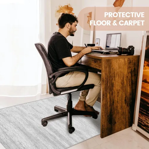 Vista 2 de Tapete para silla de oficina para alfombra y suelo de madera dura, 2.62 libras antideslizante Hi-Q para suelos alfombrados, fácil de limpiar piso