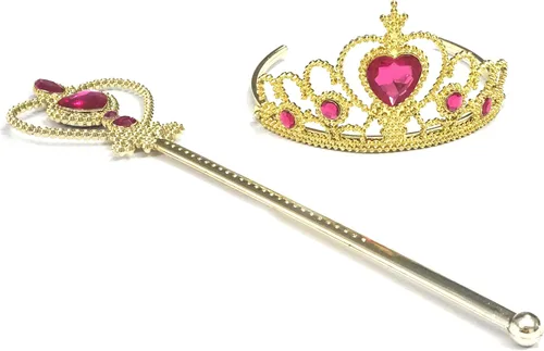 Vista 6 de Juego de tiara y varita de corona princesa Elsa - Joya de corazón de plata Azul