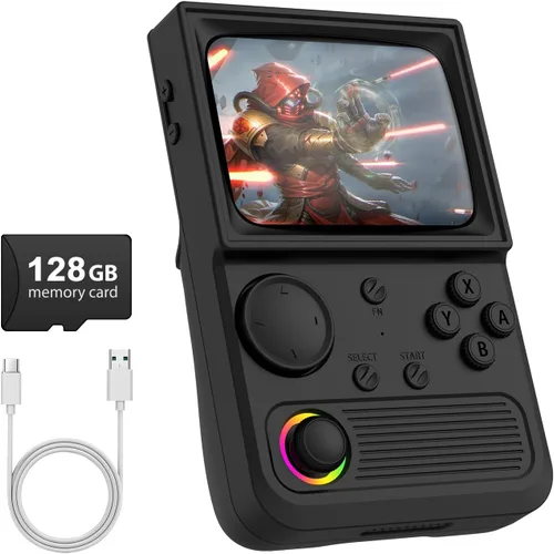 Vista 9 de R36T - Consola de juegos retro, pantalla IPS de 3.5 pulgadas, inspirada en CRT, consola de juegos portátil con más de 18000 juegos clásicos