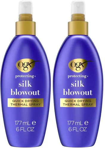 Vista 10 de OGX Protección + Silk Blowout Spray térmico de secado rápido, 6 fl oz (64052)