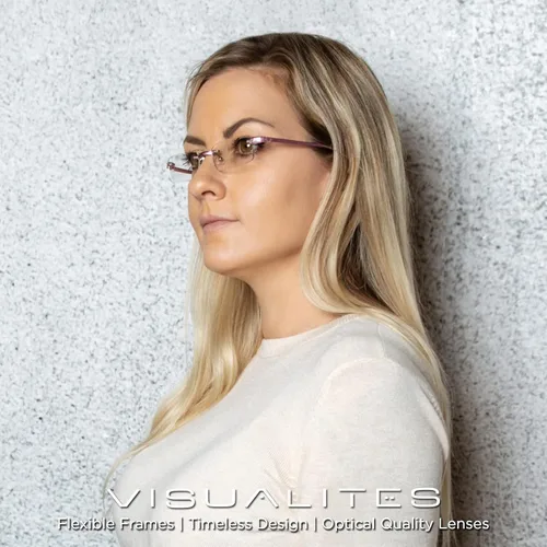 Vista 5 de Visualites Gafas de lectura ligeras sin montura para hombres y mujeres - Modelo - VIS 1 Rosa