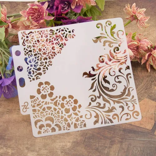 Vista 14 de Plantillas de pintura de plástico PET con diseño hueco de copo de nieve, perfectas para diseño textil, decoración de pared, ventana, papel, álbumes