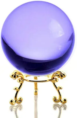 Vista 3 de Amlong Crystal 60mm (2.3 pulgadas.) bola de vidrio con soporte de flor dorado de 2.3 pulgadas Ámbar