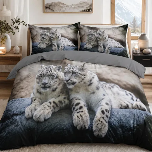 Vista 35 de Juego de funda de edredón con diseño de tigre blanco, tamaño individual, funda de edredón con estampado de animales salvajes, juego de ropa de cama