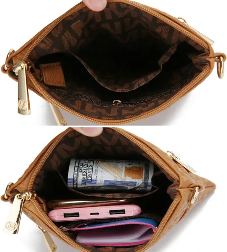 Vista 6 de MKF - Bolsos cruzados para mujer, correa de muñeca, bolso de hombro de piel sintética, bolso cruzado pequeño