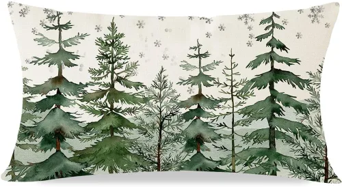 Vista 9 de PANDICORN Fundas de almohada de árbol de Navidad de granja de 12 x 20 pulgadas, decoración de Navidad rústica verde bosque, funda de cojín