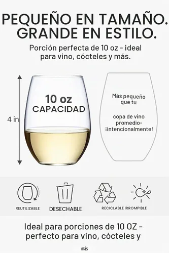 Vista 2 de Paquete de 36 copas de vino desechables de 10 onzas, vasos de plástico