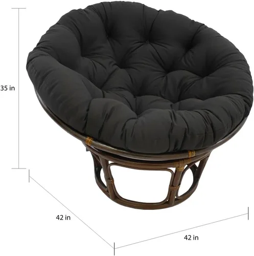 Vista 2 de International Caravan Furniture Piece - Silla Papasan de ratán de 42 pulgadas con cojín de sarga sólida