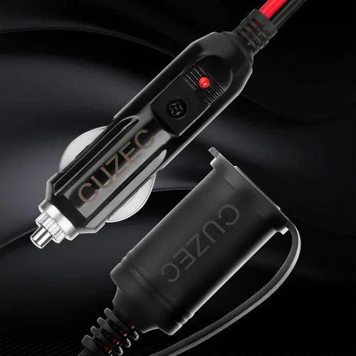 Vista 5 de CUZEC Cable de extensión resistente de 12V/24V 12ft / 3.66m 14 AWG con enchufe para encendedor de cigarrillos
