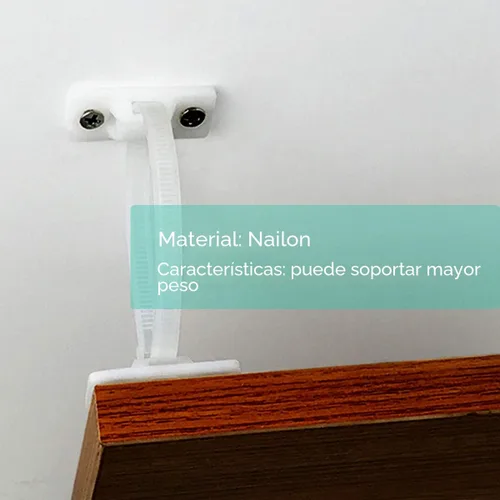 Vista 3 de Correas de anclaje de pared antipunta para muebles (paquete de 6, con tornillos), kit de correas de anclaje de pared para estantería o tocador